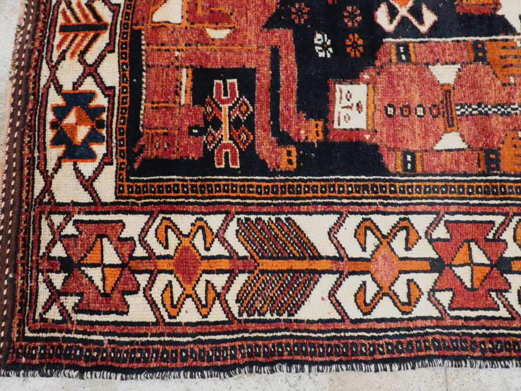 Vintage Persian Pictorial Bakhtiari Rug, No.30145 - Staging