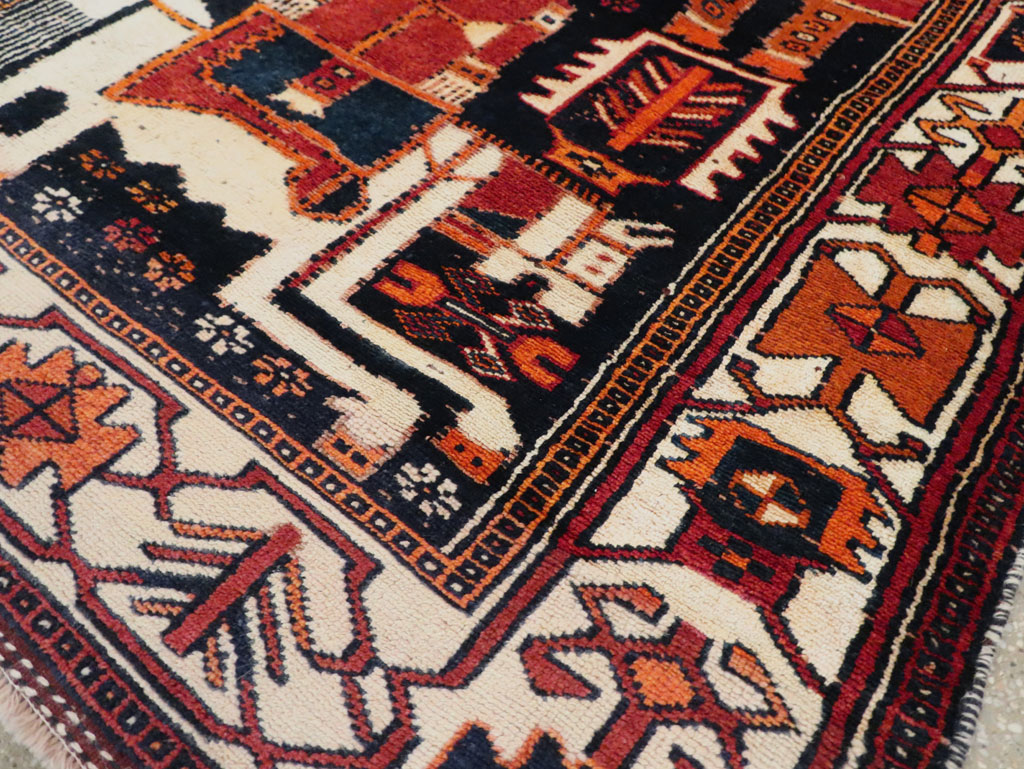 Vintage Persian Pictorial Bakhtiari Rug, No.30145 - Staging