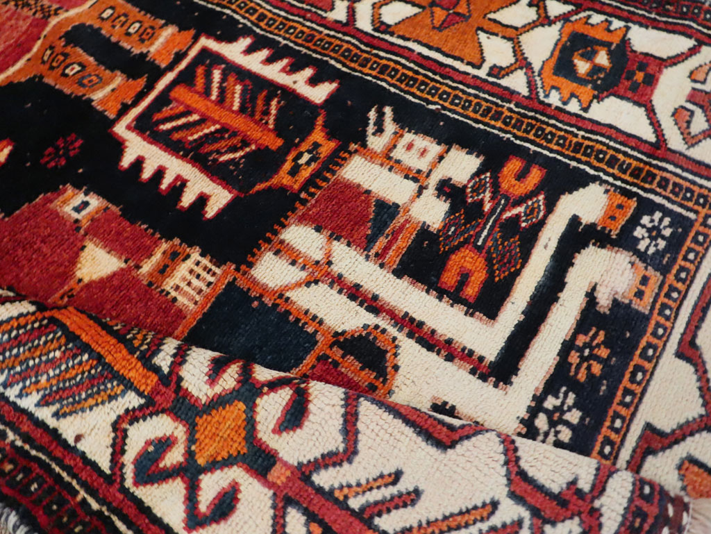 Vintage Persian Pictorial Bakhtiari Rug, No.30145 - Staging