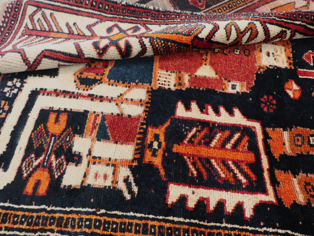 Vintage Persian Pictorial Bakhtiari Rug, No.30145 - Staging