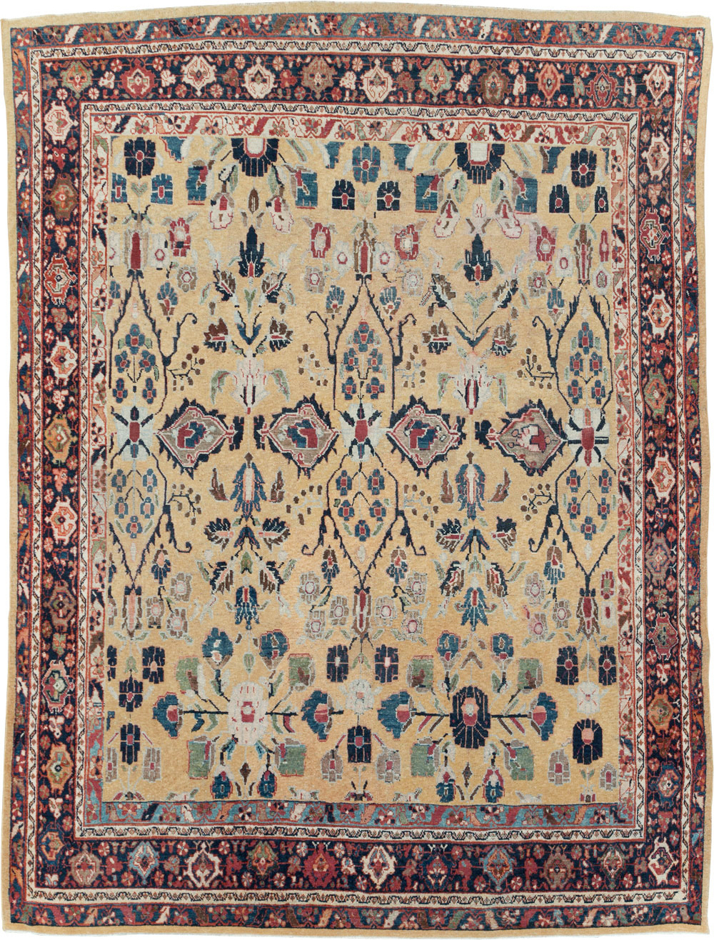 Antique Persian Mahal Room Size Carpet, No.30147 - Staging