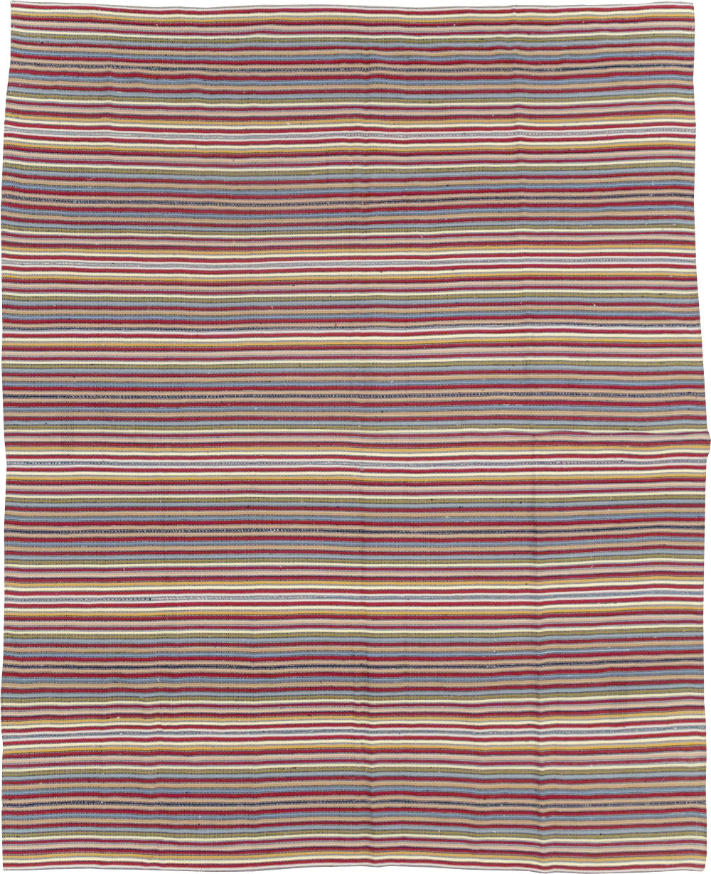Vintage Turkish Flatweave Kilim Small Room Size Carpet, No.30164 - Staging
