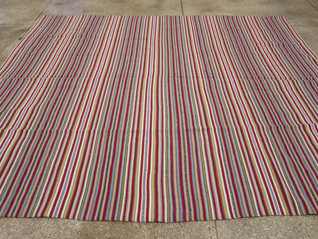 Vintage Turkish Flatweave Kilim Small Room Size Carpet, No.30164 - Staging