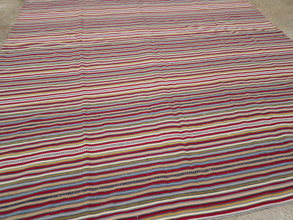 Vintage Turkish Flatweave Kilim Small Room Size Carpet, No.30164 - Staging