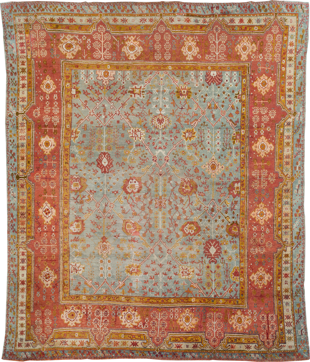 Antique Turkish Oushak Room Size Carpet, No.30183 - Staging