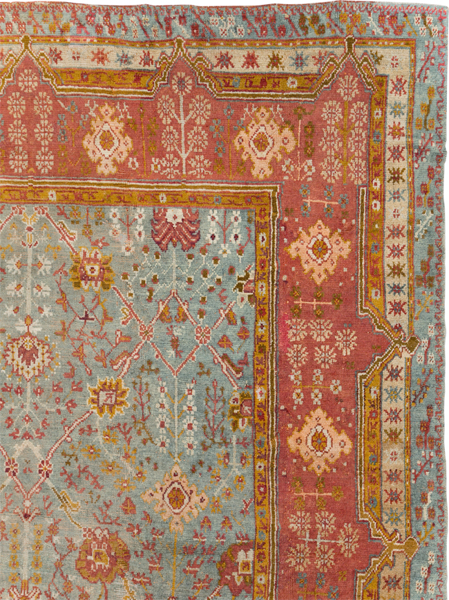 Antique Turkish Oushak Room Size Carpet, No.30183 - Staging