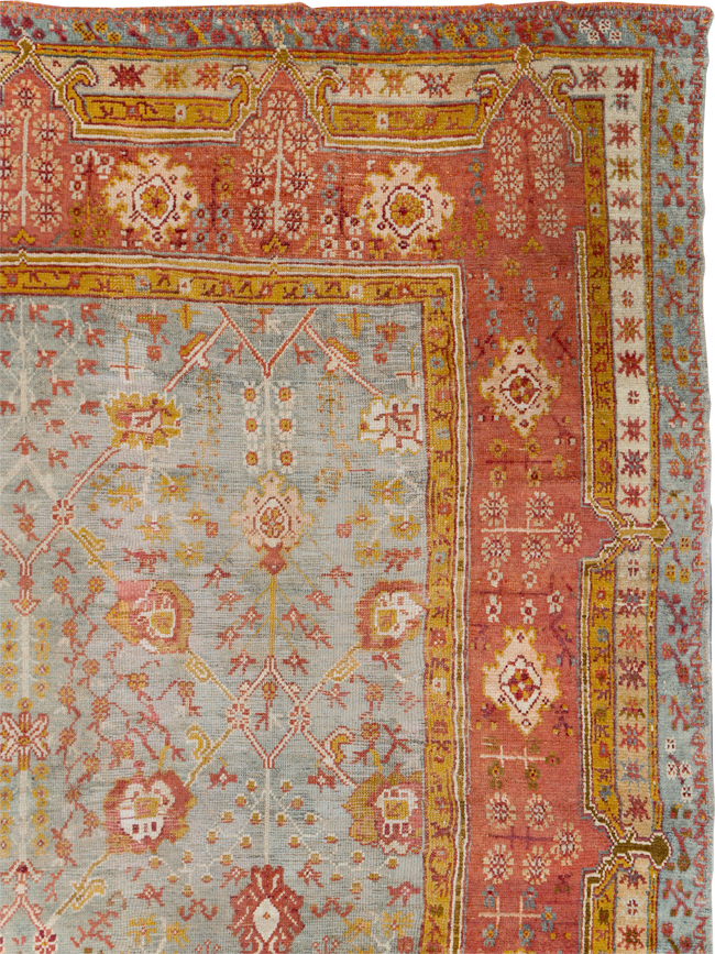 Antique Turkish Oushak Room Size Carpet, No.30183 - Staging