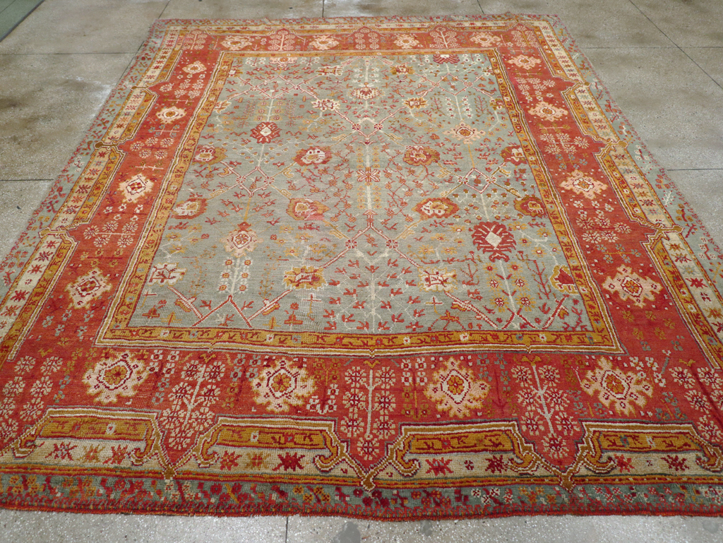 Antique Turkish Oushak Room Size Carpet, No.30183 - Staging