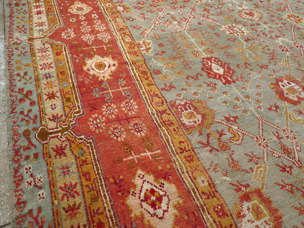 Antique Turkish Oushak Room Size Carpet, No.30183 - Staging