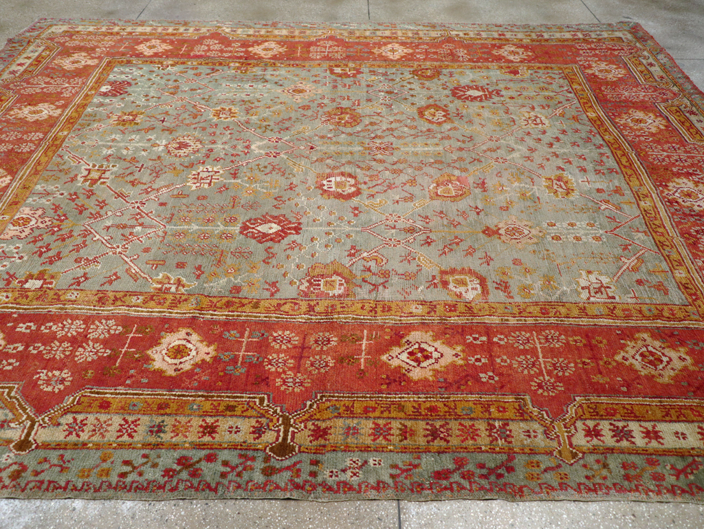Antique Turkish Oushak Room Size Carpet, No.30183 - Staging