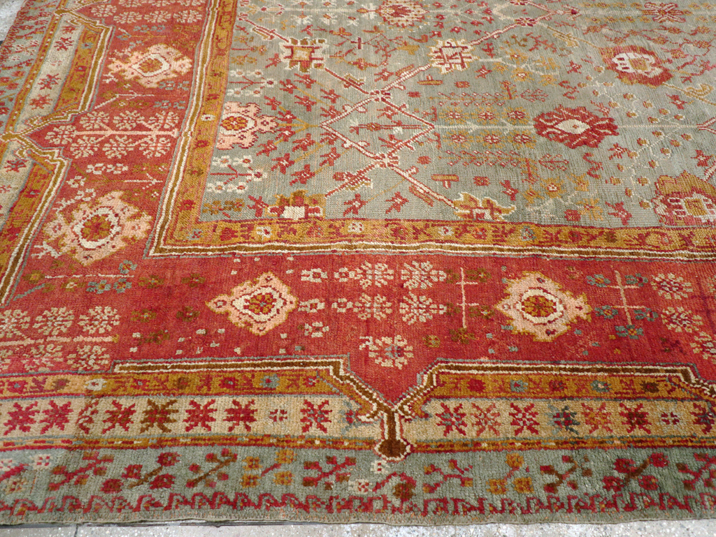 Antique Turkish Oushak Room Size Carpet, No.30183 - Staging
