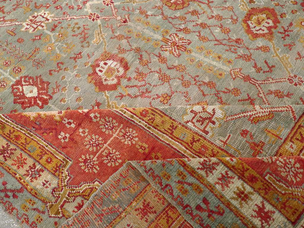 Antique Turkish Oushak Room Size Carpet, No.30183 - Staging