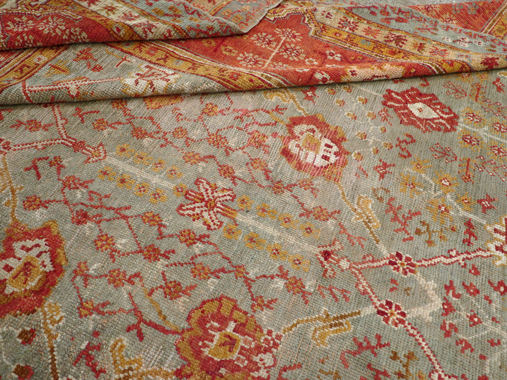 Antique Turkish Oushak Room Size Carpet, No.30183 - Staging