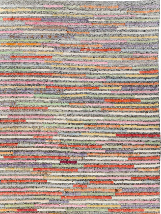 Colorful Contemporary Turkish Room Size Carpet, No.30185 - Staging