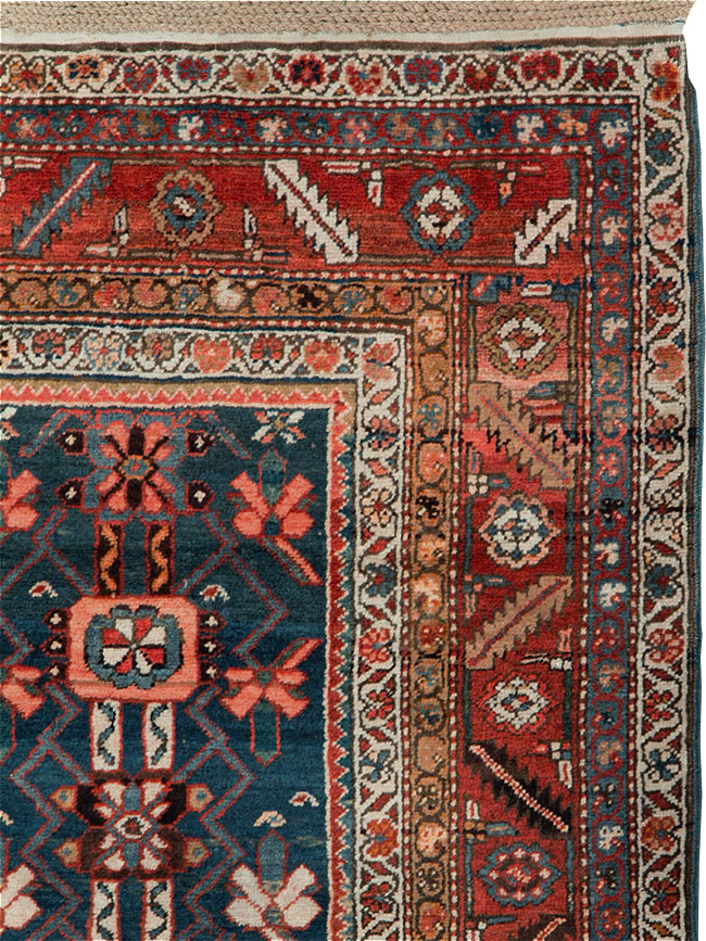 Antique Persian Bakshaish Pictorial Throw Rug, No.30188 - Staging