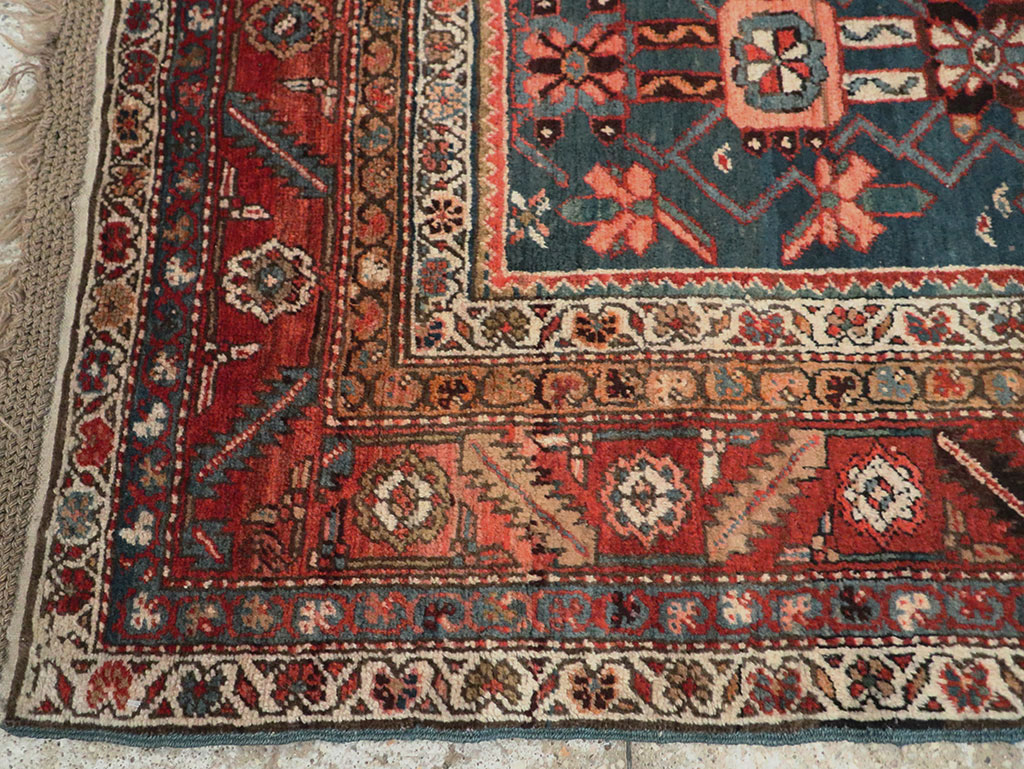 Antique Persian Bakshaish Pictorial Throw Rug, No.30188 - Staging