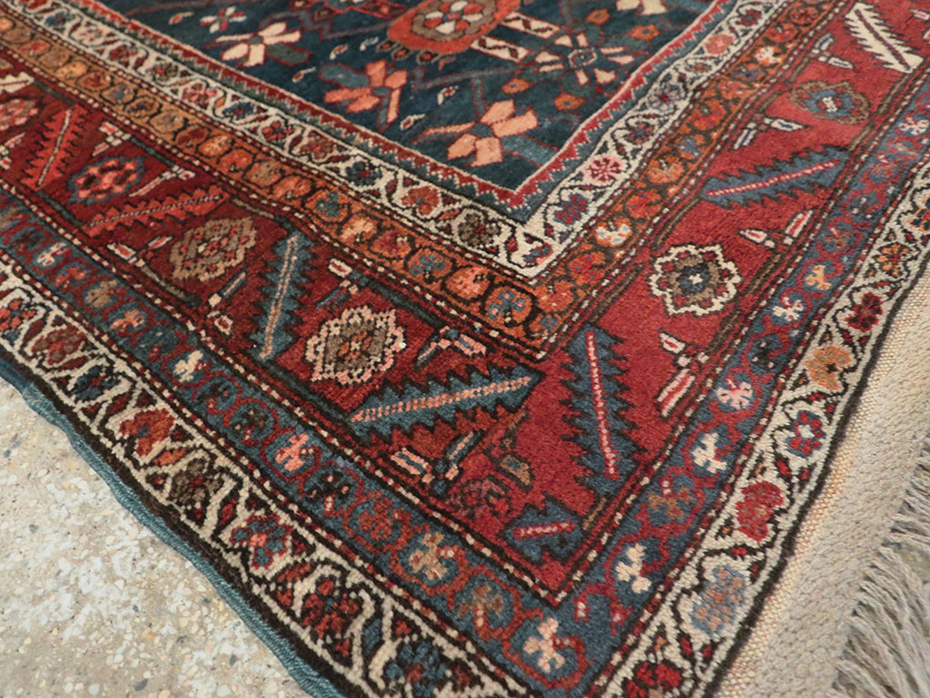 Antique Persian Bakshaish Pictorial Throw Rug, No.30188 - Staging