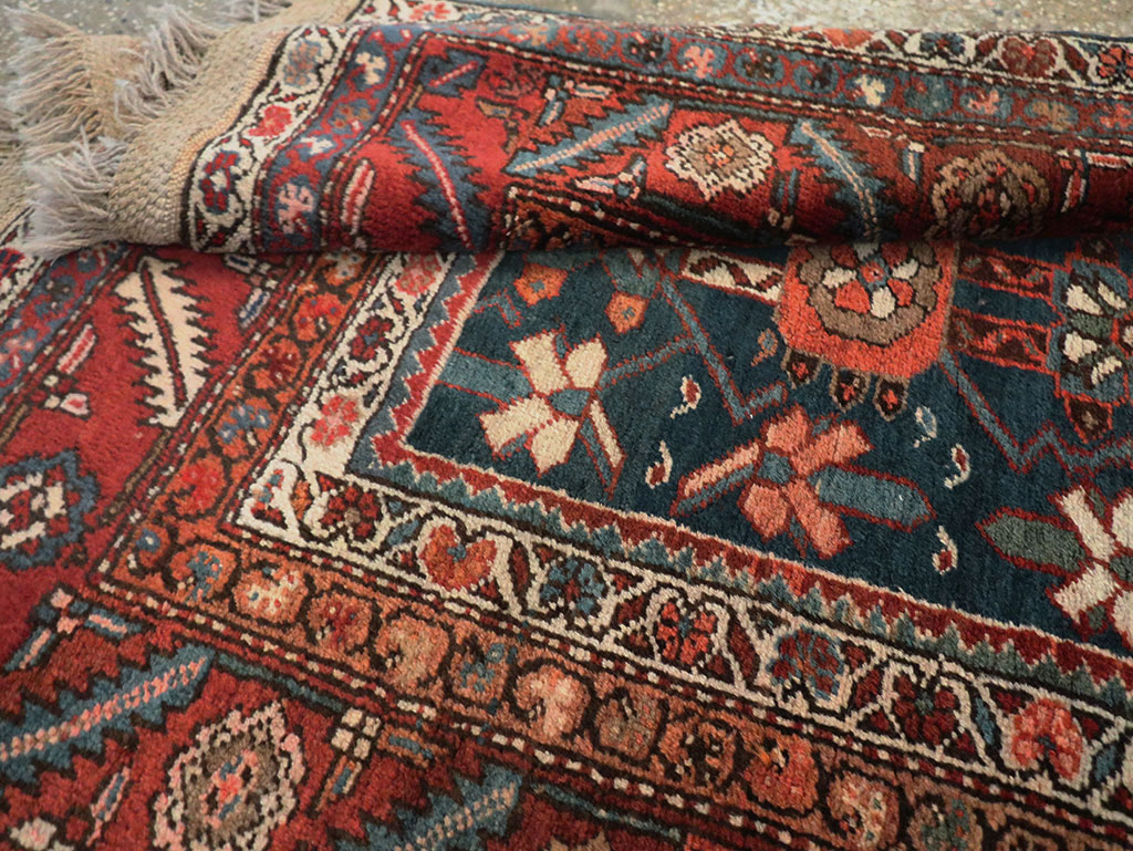 Antique Persian Bakshaish Pictorial Throw Rug, No.30188 - Staging