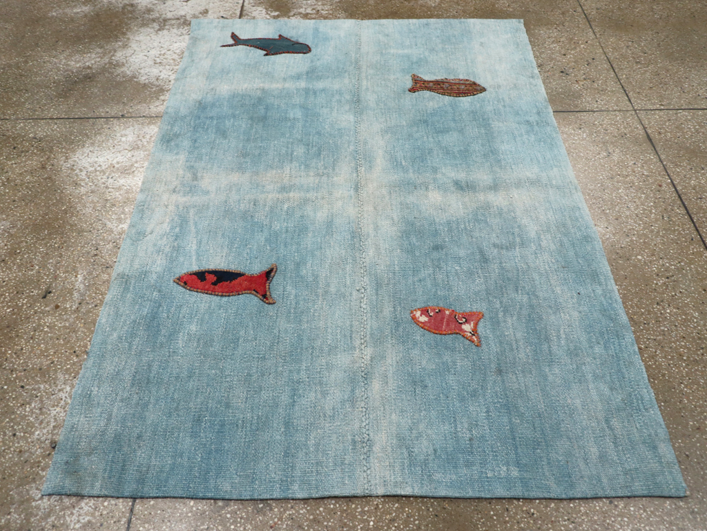 Vintage Pictorial Kilim, No.30193 - Staging