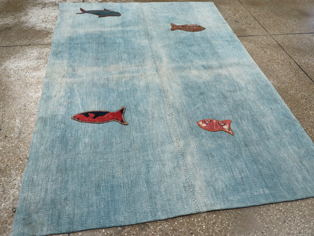 Vintage Pictorial Kilim, No.30193 - Staging