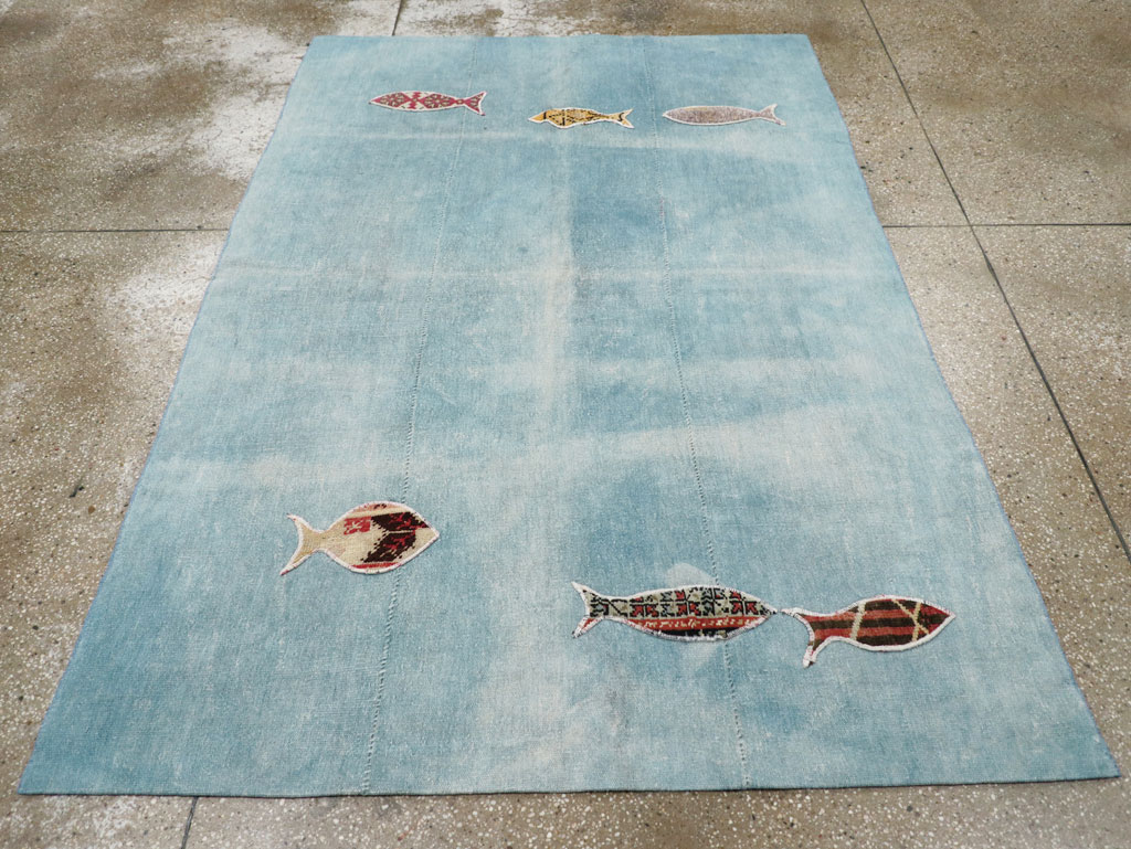 Modern Turkish Flatweave Accent Rug, No.30194 - Staging