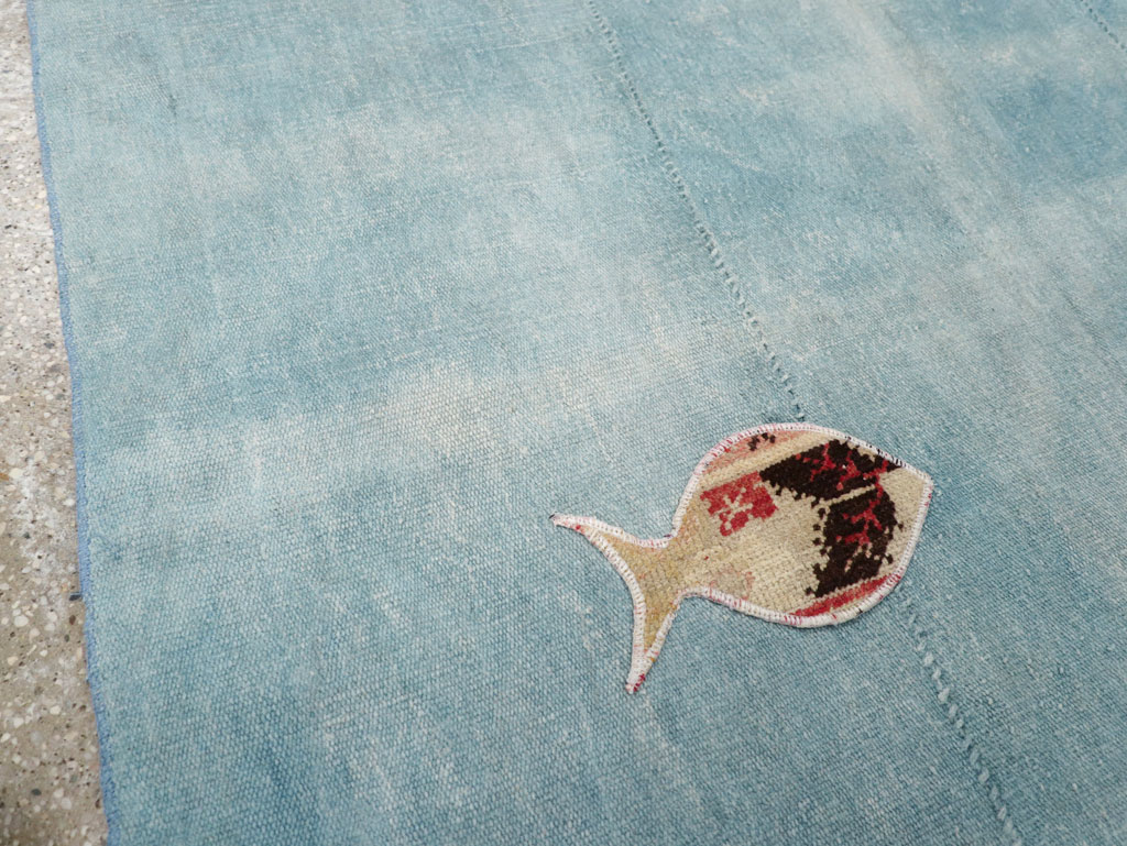 Modern Turkish Flatweave Accent Rug, No.30194 - Staging