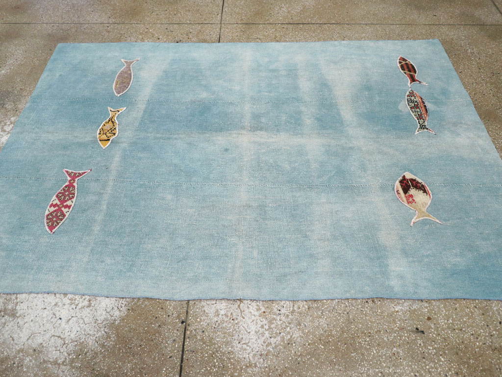 Modern Turkish Flatweave Accent Rug, No.30194 - Staging