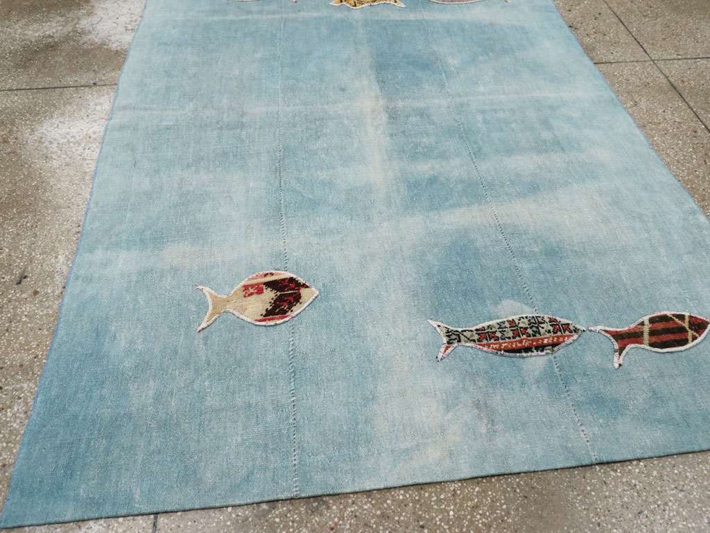 Modern Turkish Flatweave Accent Rug, No.30194 - Staging