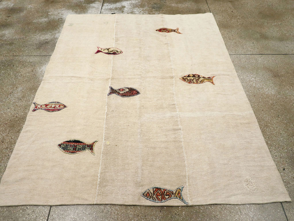 Modern Turkish Flatweave Accent Rug, No.30196 - Staging