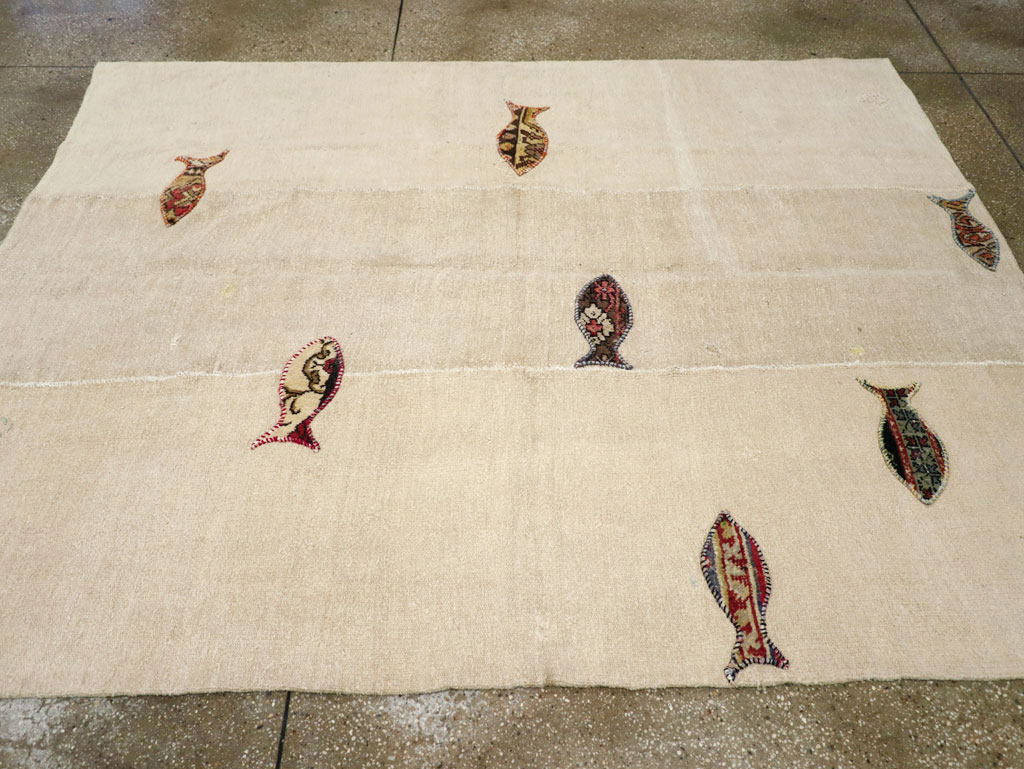 Modern Turkish Flatweave Accent Rug, No.30196 - Staging