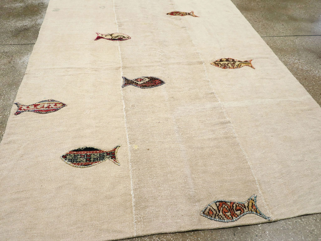 Modern Turkish Flatweave Accent Rug, No.30196 - Staging