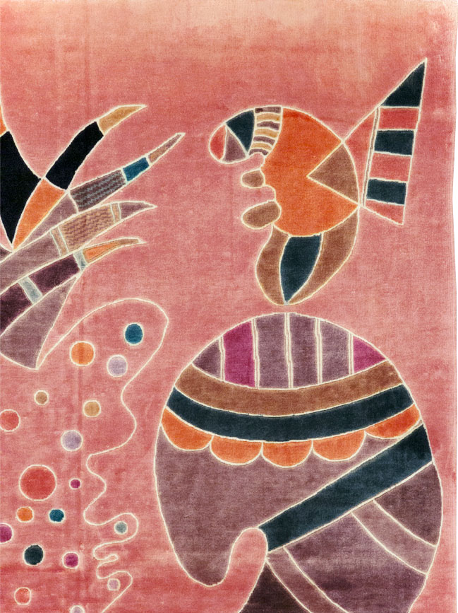 Vintage Turkish Cubist Style Art Deco Accent Carpet, No.30197 - Staging