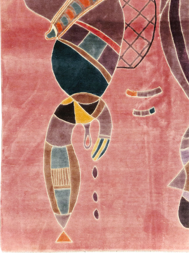 Vintage Turkish Cubist Style Art Deco Accent Carpet, No.30197 - Staging