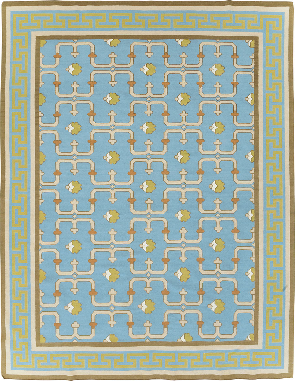 Contemporary Indian Flatweave Dhurrie Room Size Carpet, No.30199 - Staging