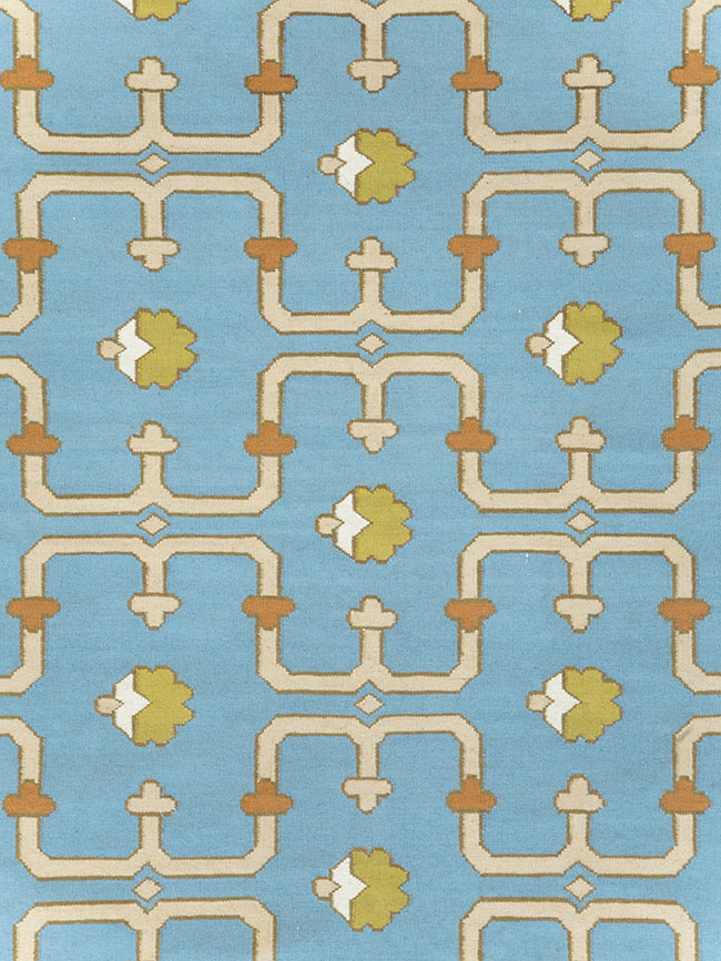 Contemporary Indian Flatweave Dhurrie Room Size Carpet, No.30199 - Staging