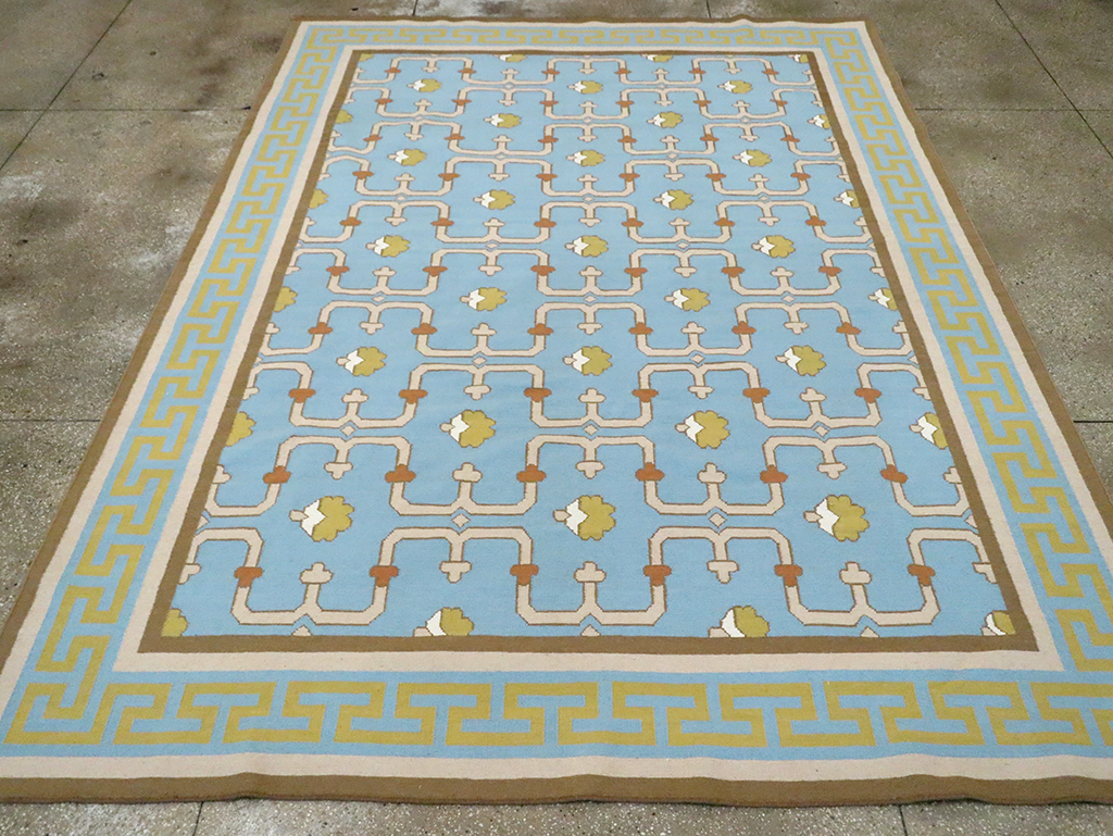 Contemporary Indian Flatweave Dhurrie Room Size Carpet, No.30199 - Staging