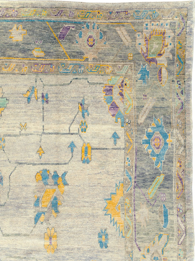 Contemporary Turkish Oushak Large Room Size Carpet, No.30202 - Staging