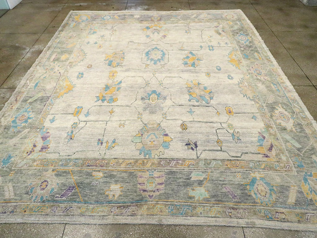 Contemporary Turkish Oushak Large Room Size Carpet, No.30202 - Staging