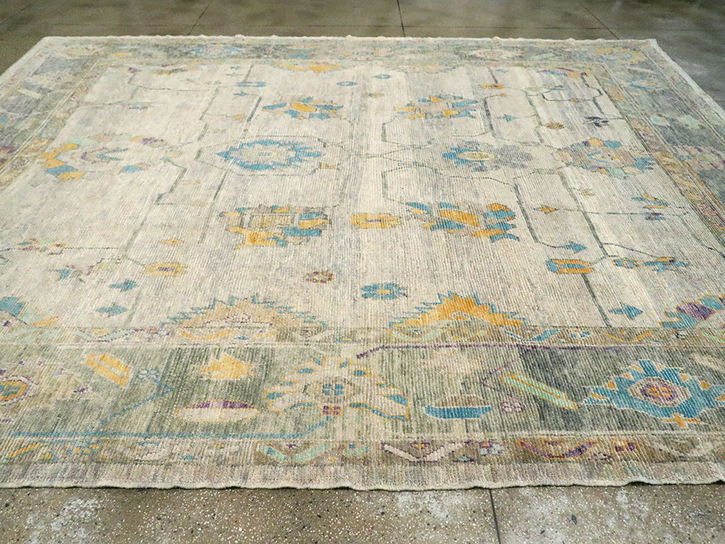 Contemporary Turkish Oushak Large Room Size Carpet, No.30202 - Staging
