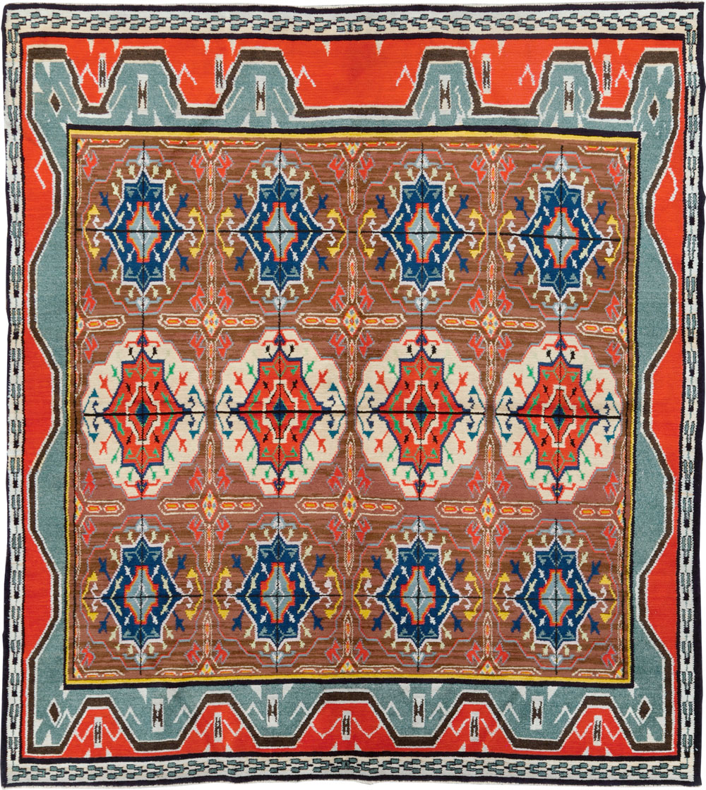 Vintage Persian Hamadan Square Rug, No.30215 - Staging