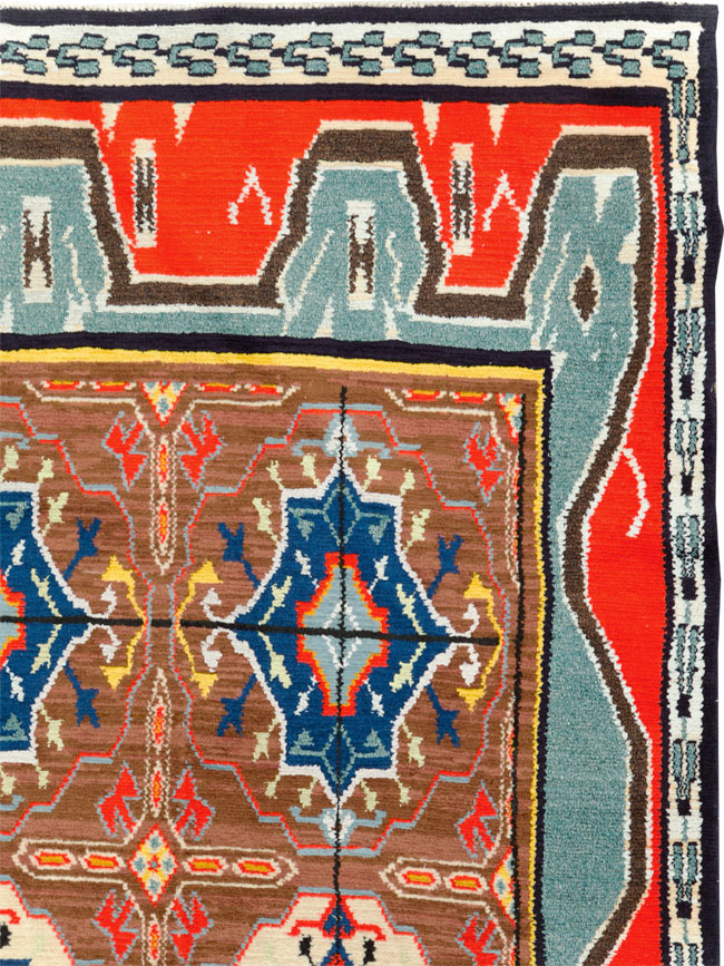 Vintage Persian Hamadan Square Rug, No.30215 - Staging