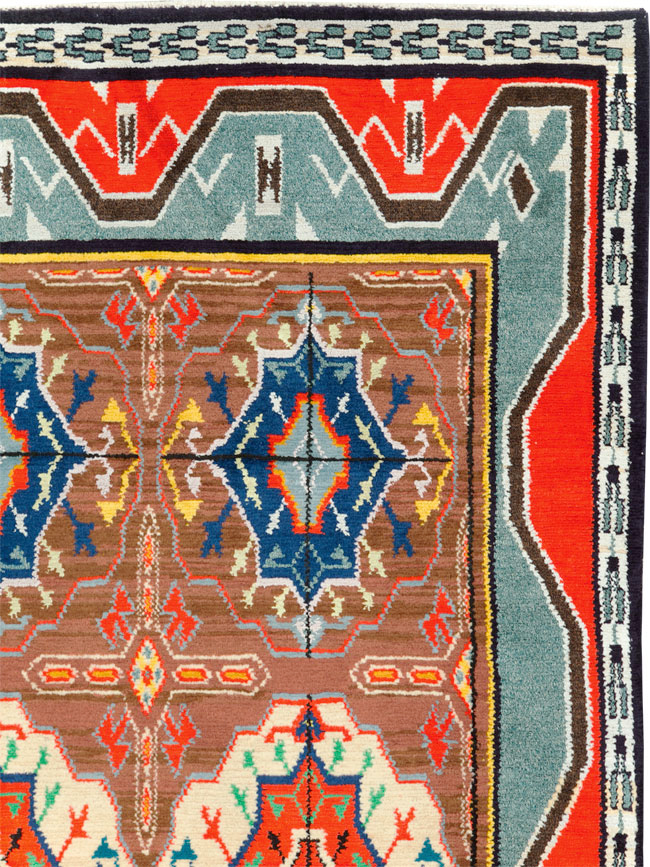 Vintage Persian Hamadan Square Rug, No.30215 - Staging