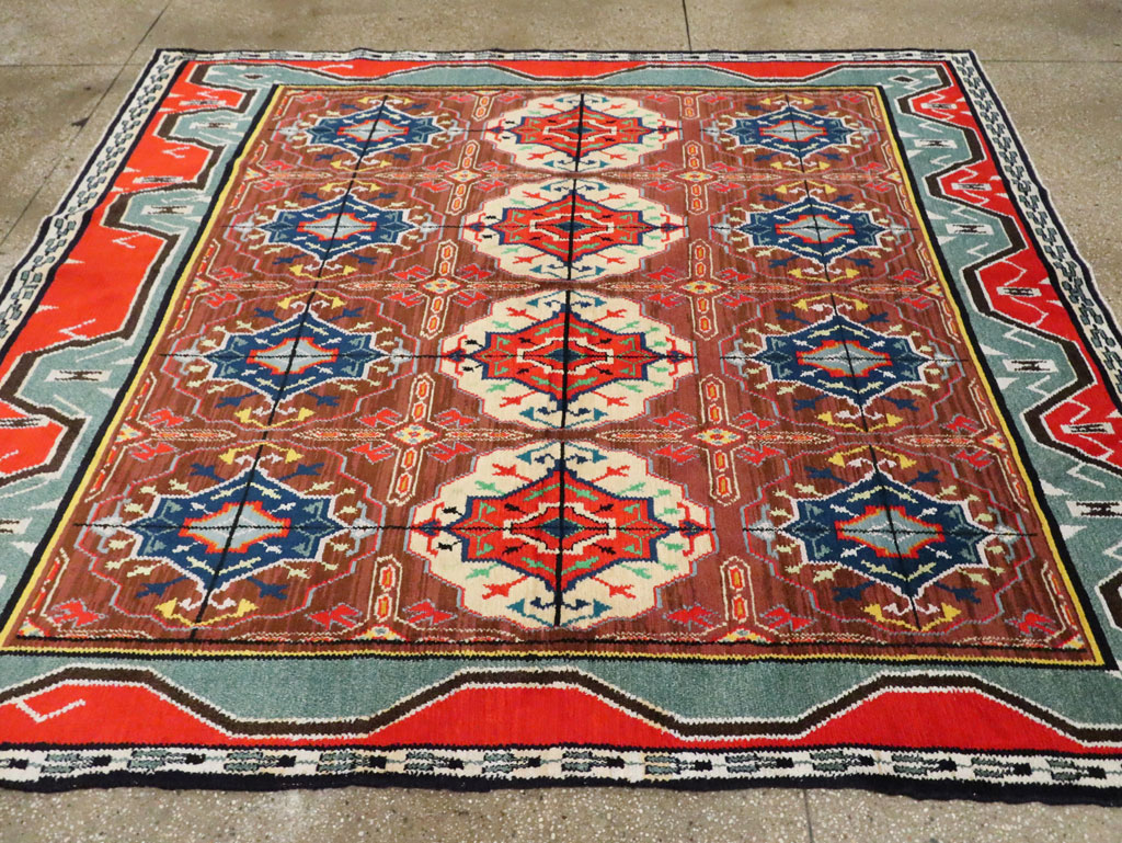 Vintage Persian Hamadan Square Rug, No.30215 - Staging