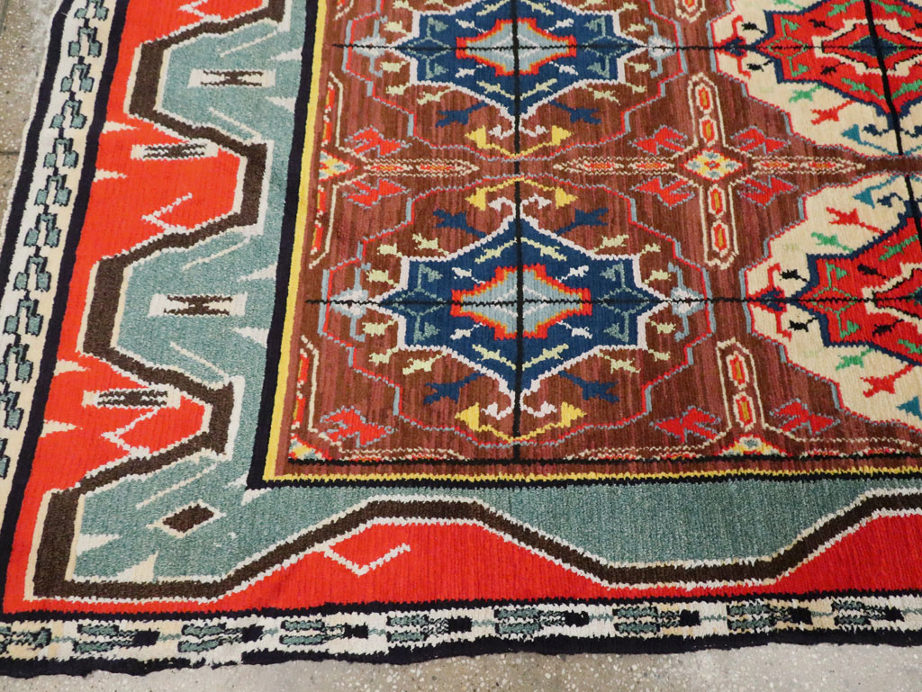 Vintage Persian Hamadan Square Rug, No.30215 - Staging