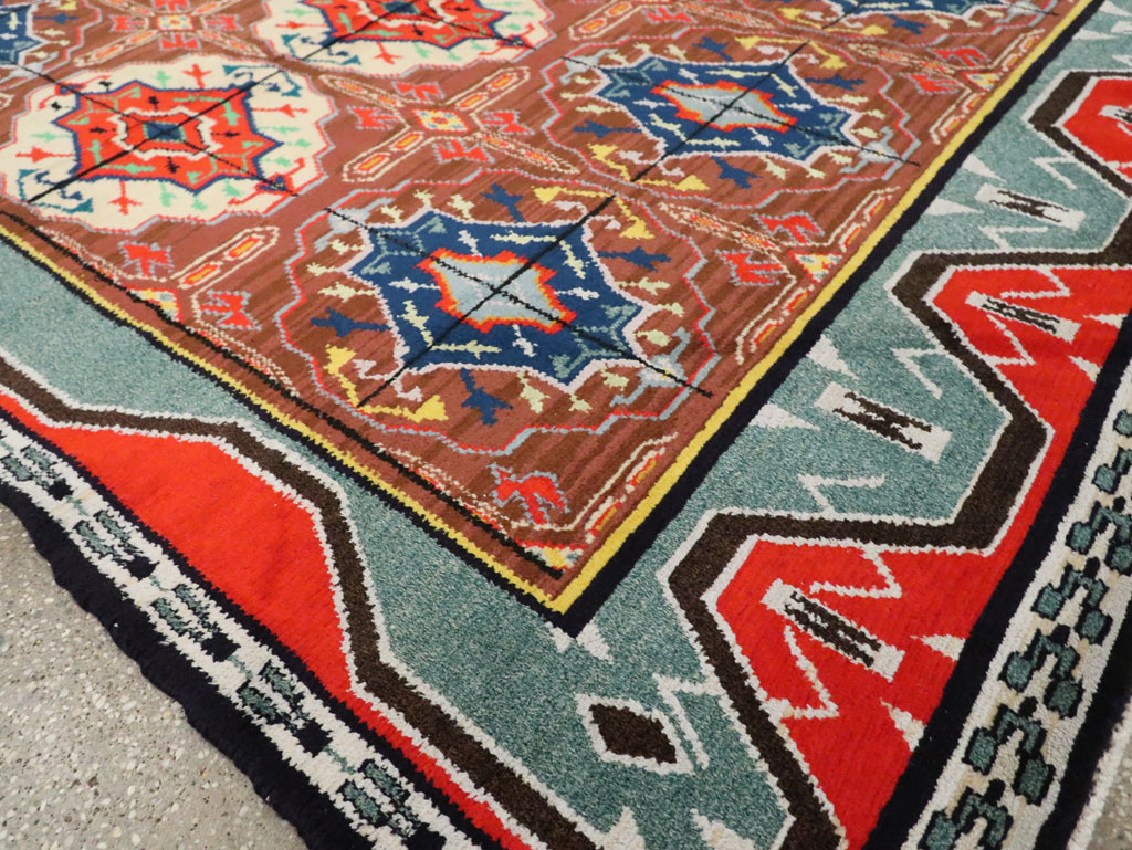 Vintage Persian Hamadan Square Rug, No.30215 - Staging