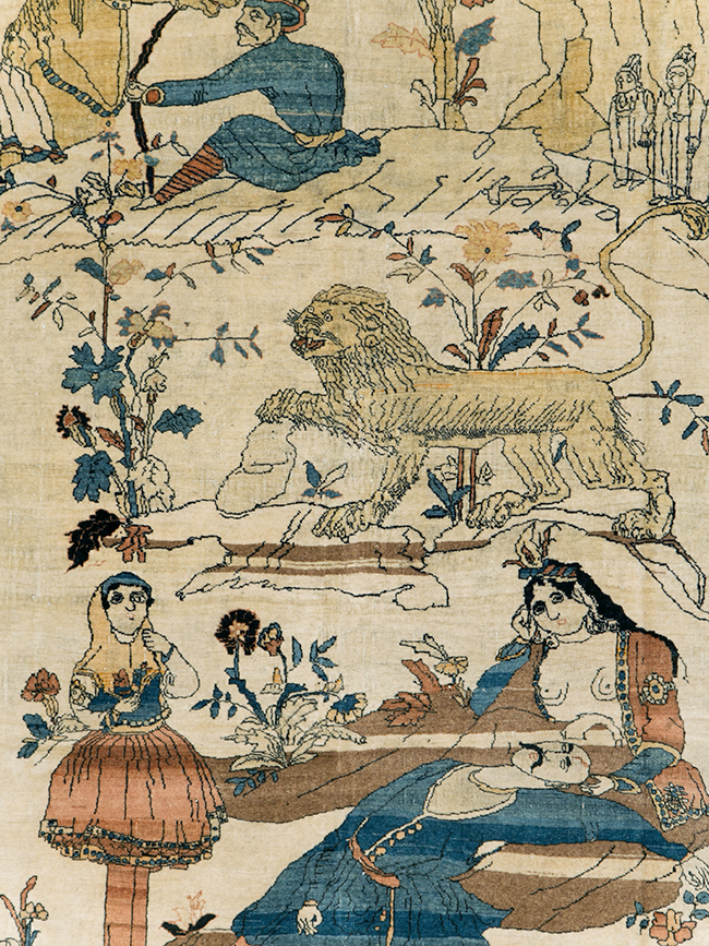 Antique Persian Tabriz Hadji Jalili Pictorial Rug, No.30225 - Staging