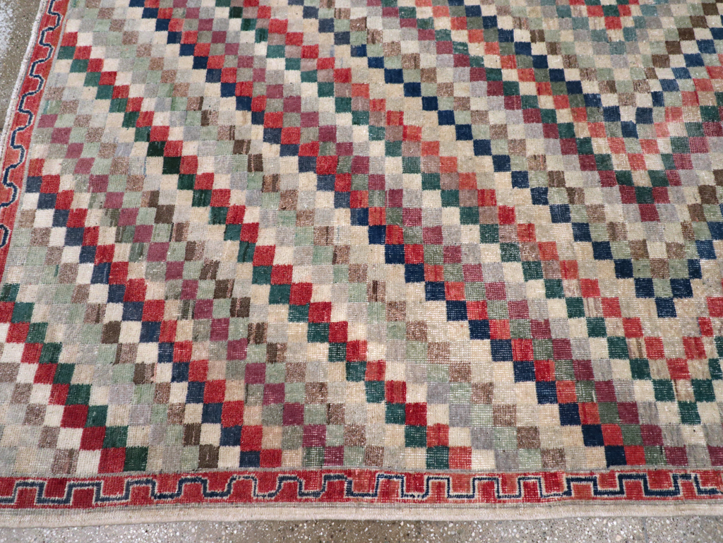 Vintage Anatolian Deco Carpet, No.30231 - Staging