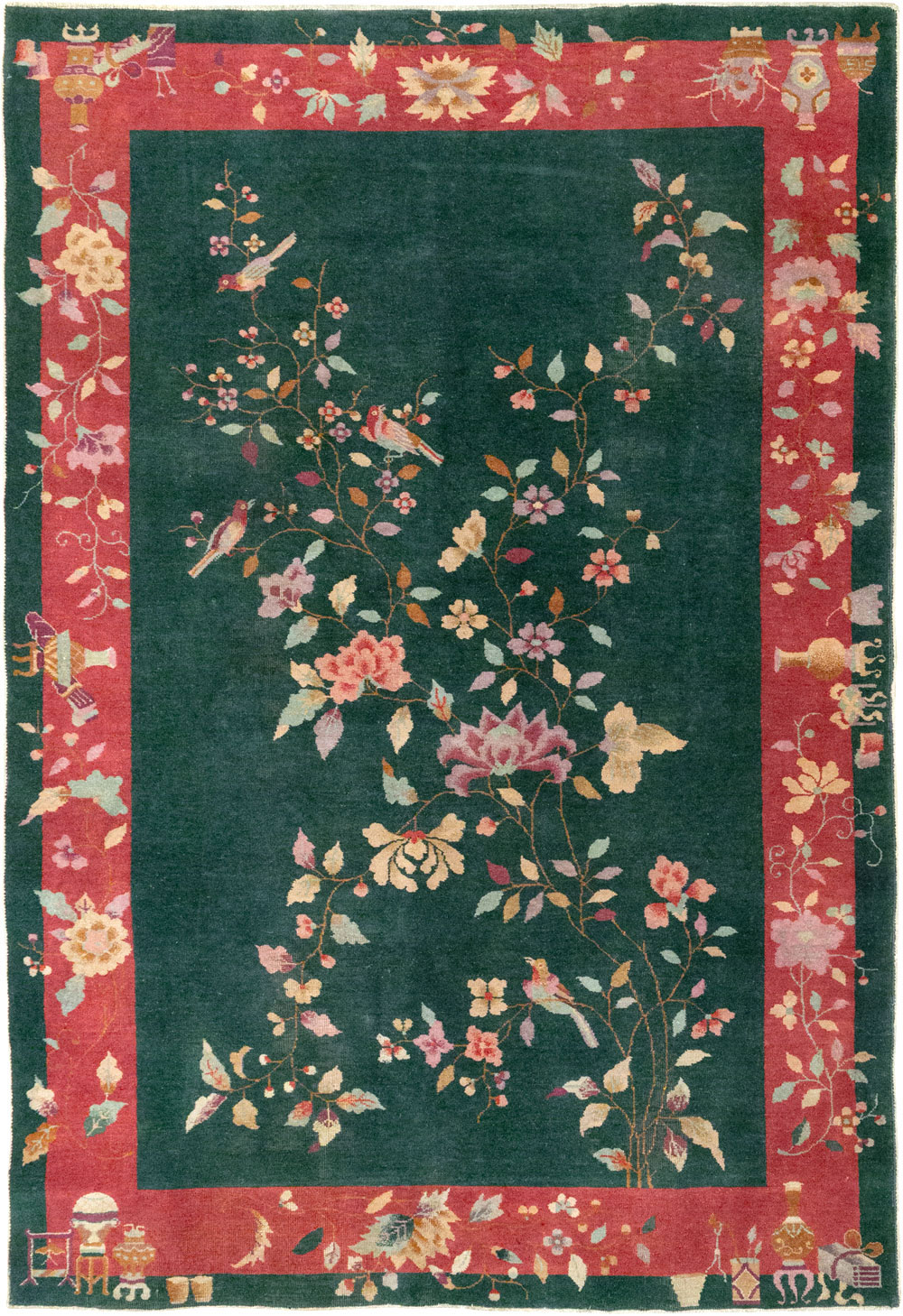 Vintage Chinese Art Deco Accent Rug, No.30239 - Staging
