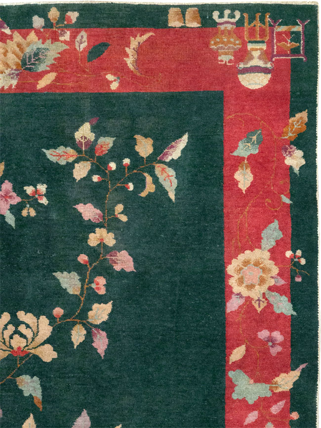 Vintage Chinese Art Deco Accent Rug, No.30239 - Staging