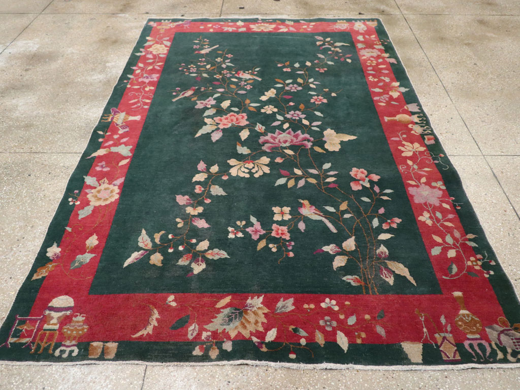Vintage Chinese Art Deco Accent Rug, No.30239 - Staging